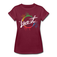 Load image into Gallery viewer, Live it - Women&#39;s Relaxed Fit T-Shirt - White - burgundy

