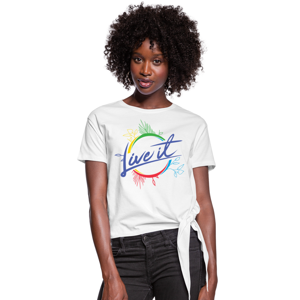 Live it - Women's Knotted T-Shirt - Purple - white