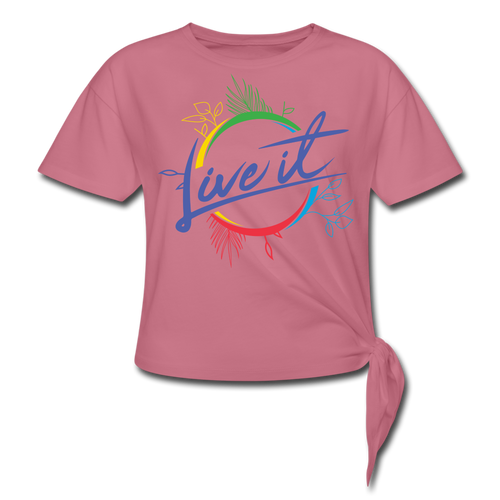 Live it - Women's Knotted T-Shirt - Purple - mauve