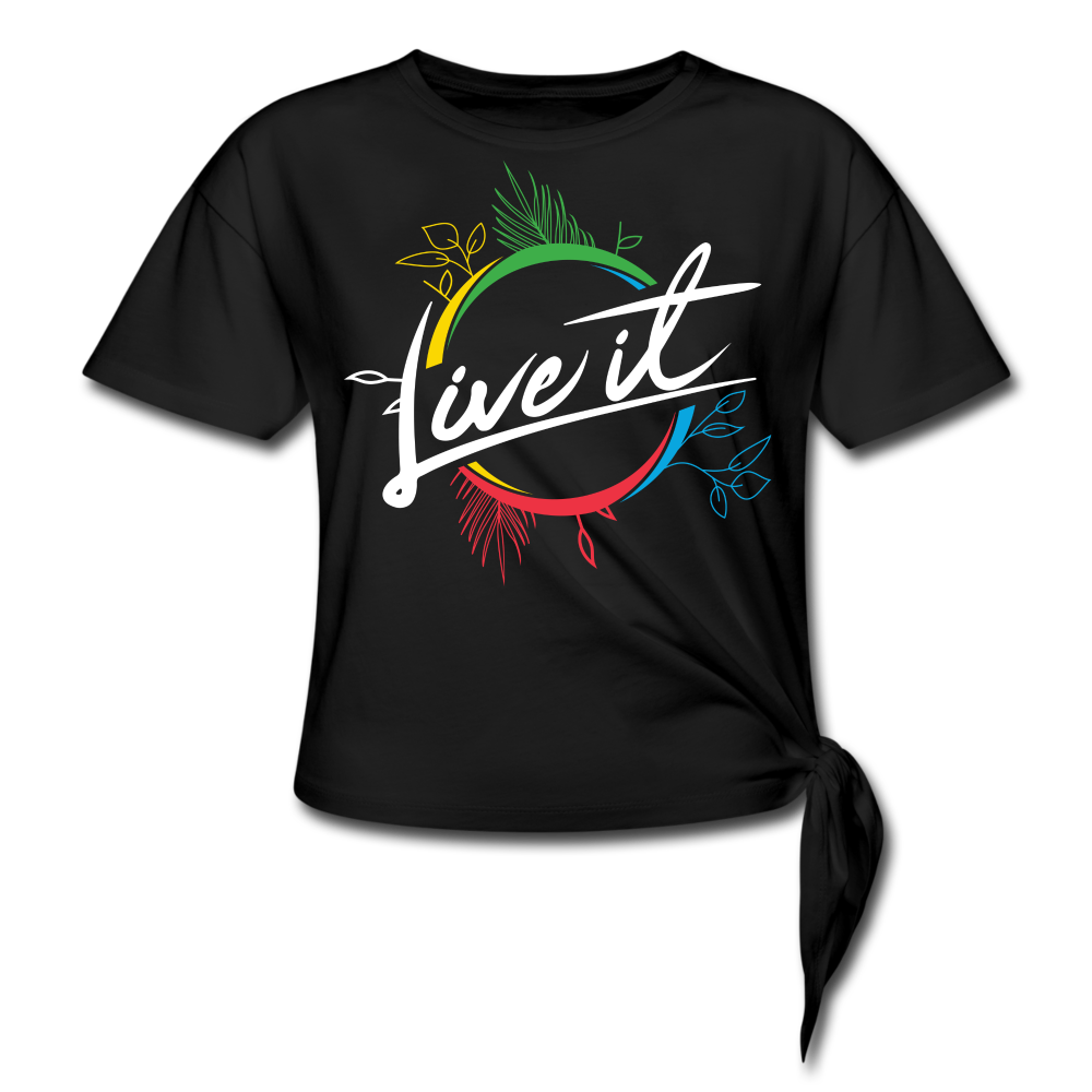 Live it - Women's Knotted T-Shirt - White - black