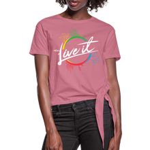 Load image into Gallery viewer, Live it - Women&#39;s Knotted T-Shirt - White - mauve
