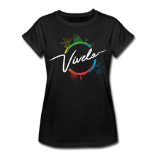 Load image into Gallery viewer, Vívelo - Women&#39;s Relaxed Fit T-Shirt - White - black
